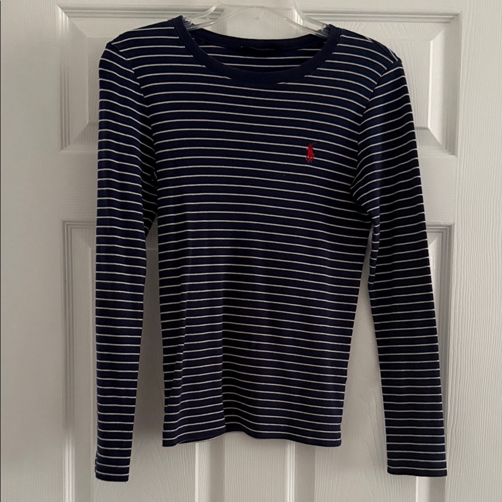 Ralph Lauren Sport Navy Striped Long Sleeve Shirt